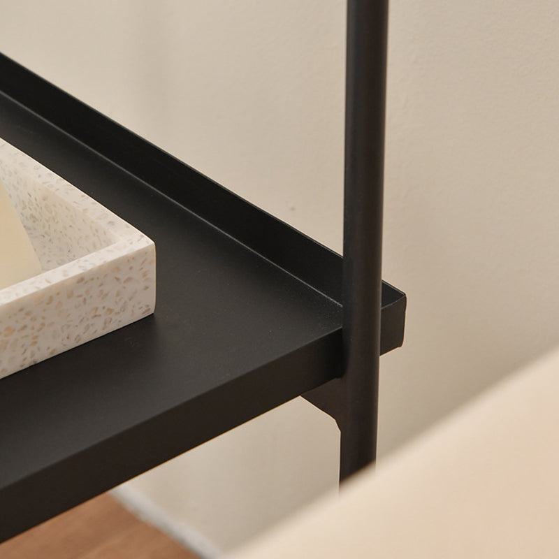 Mid-Century Tray Side Table Iron Sled Base End Table with Shelf