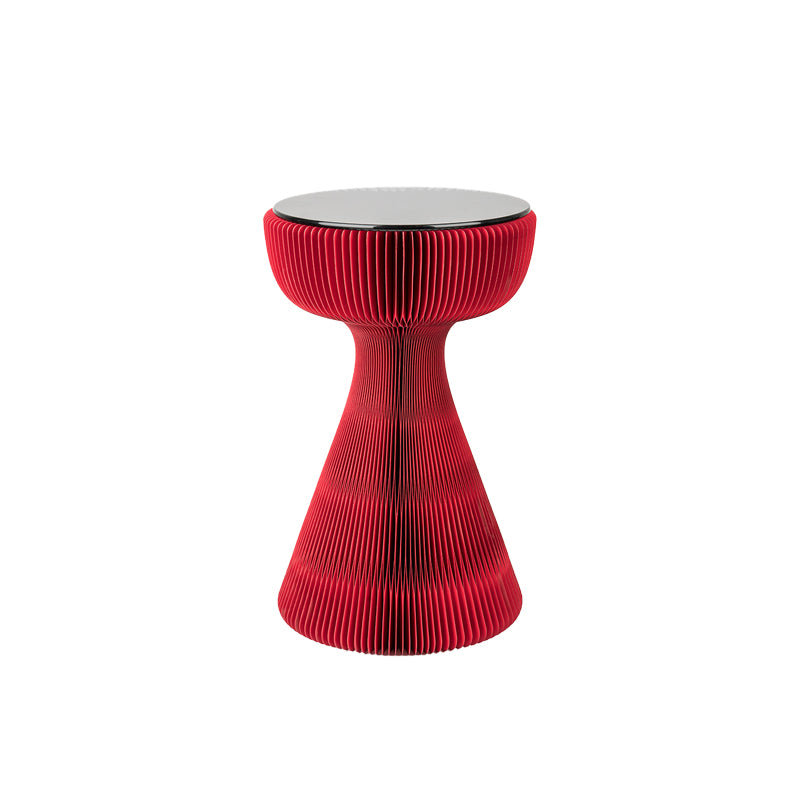21.25" Tall Kraft Paper Pedestal End Table Round Glass Top Side Table