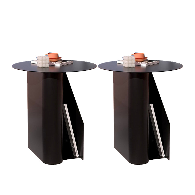 Metal End Table Mid-Century Round Side End Table with Storage