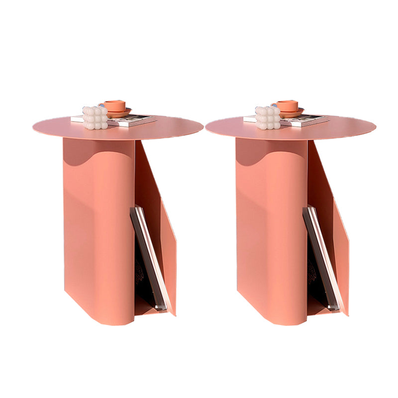 Metal End Table Mid-Century Round Side End Table with Storage