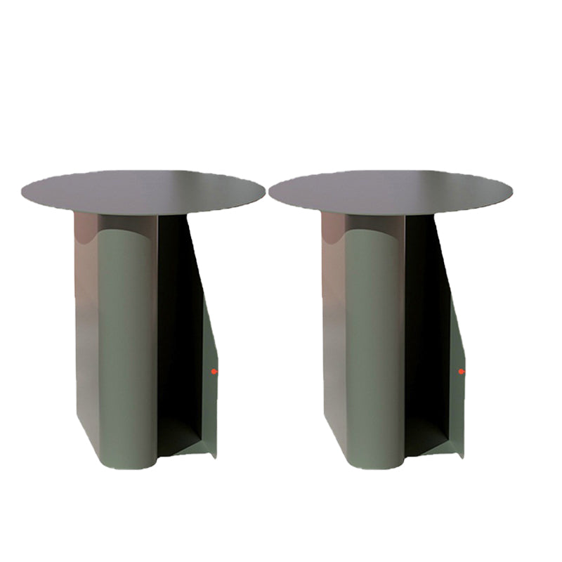 Metal End Table Mid-Century Round Side End Table with Storage