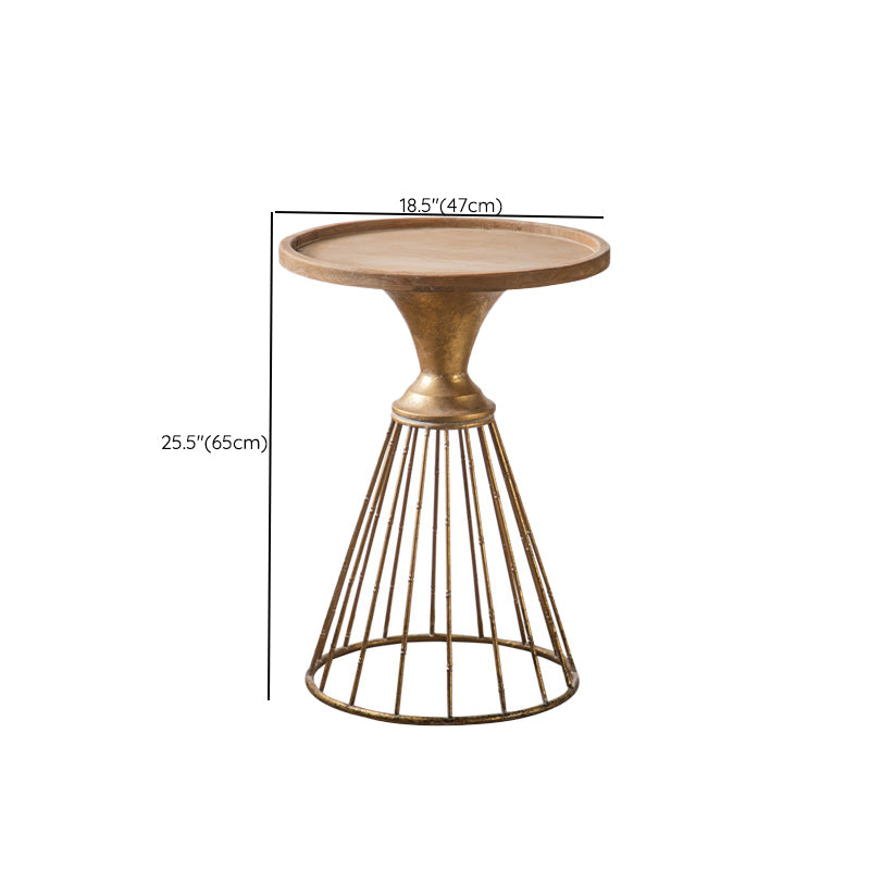 Round Tray Top Side Table Iron Pedestal End Table - Distressed Surface Treatment