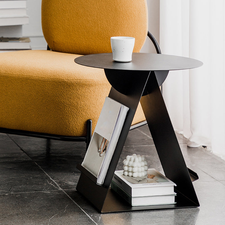 Mid-Century Abstract End Table Metal Round Side End Table for Living Room