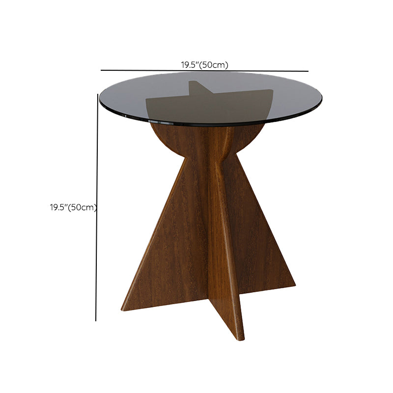 Round Shape Glass End Table Modern Home Sofa Side Table in Black