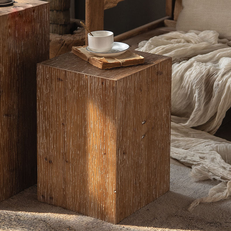 Modern 11.81" Wide Square Top Side Table Brown Wooden End Table