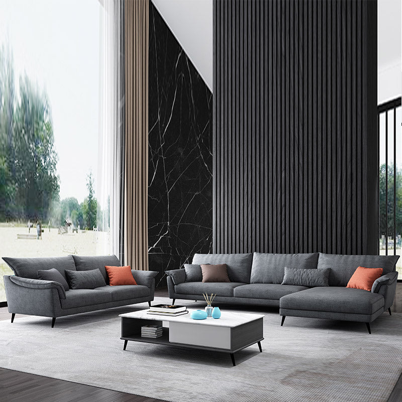 36"H Contemporary Sectional Sofa Fabric Grey Sectionals with Bostol Pillows