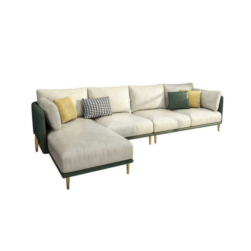 66" Wide Glam Sectional Sofa Leather L-Shape Stain-Resistant Sectionals