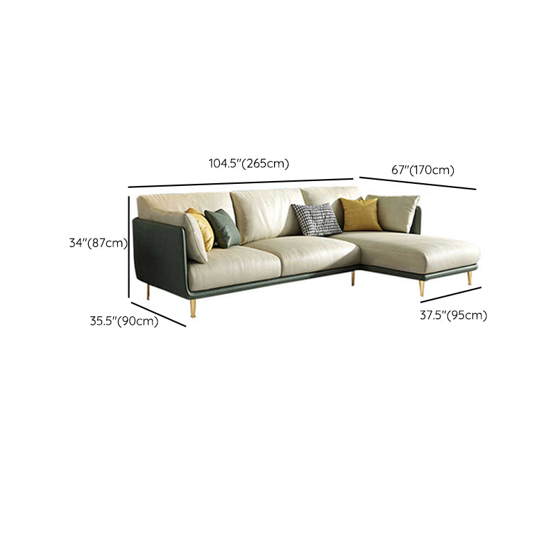 66" Wide Glam Sectional Sofa Leather L-Shape Stain-Resistant Sectionals