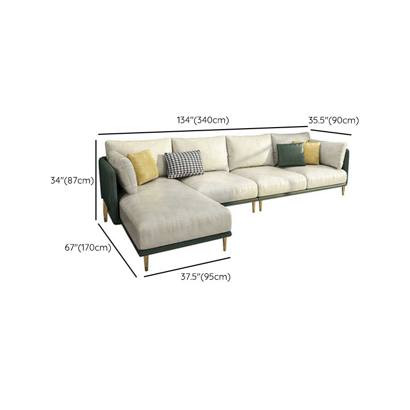66" Wide Glam Sectional Sofa Leather L-Shape Stain-Resistant Sectionals