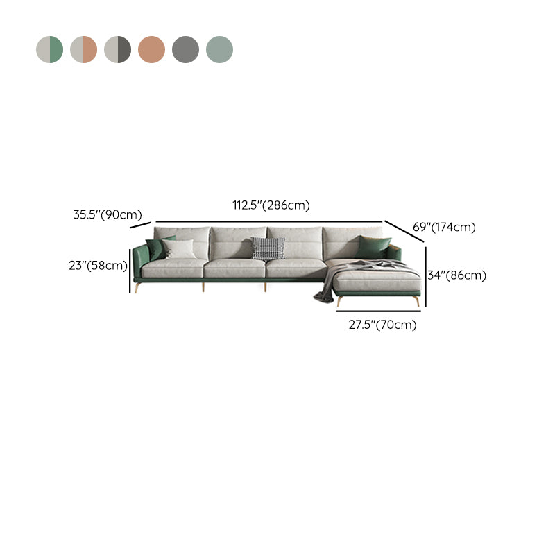 68" Wide Glam Sectional Sofa Leather L-Shape Cushion Back Sectionals