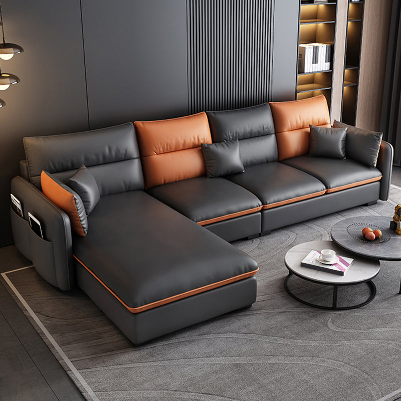 66" Wide Contemporary Sectional Sofa Leather L-Shape Sectionals