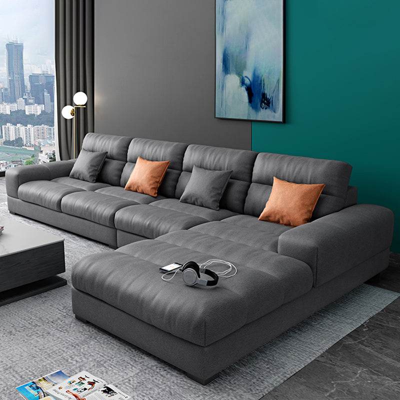 71" Wide Modern Sectional Sofa Leather Sectionals with Bostol Pillows