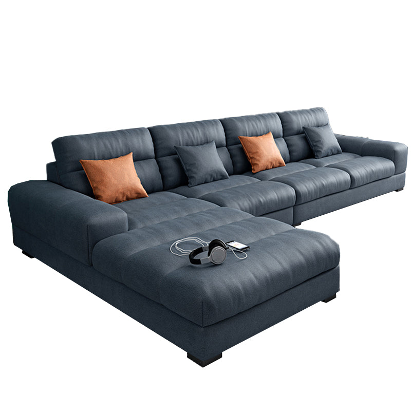71" Wide Modern Sectional Sofa Leather Sectionals with Bostol Pillows