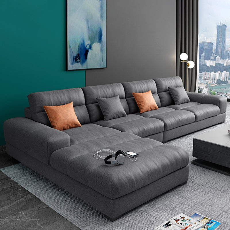 71" Wide Modern Sectional Sofa Leather Sectionals with Bostol Pillows