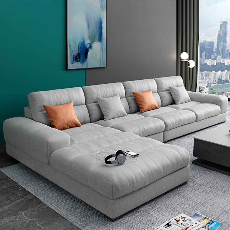 71" Wide Modern Sectional Sofa Leather Sectionals with Bostol Pillows