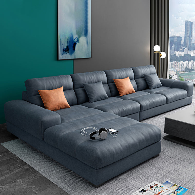 71" Wide Modern Sectional Sofa Leather Sectionals with Bostol Pillows