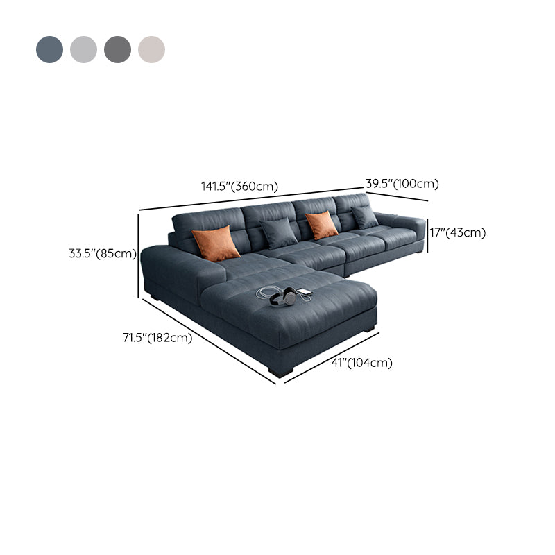 71" Wide Modern Sectional Sofa Leather Sectionals with Bostol Pillows