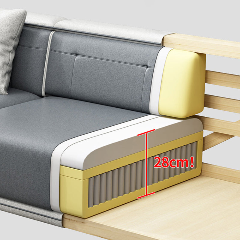 29"H Scandinavian Sectional Sofa Leather Grey Sectionals with Bostol Pillows