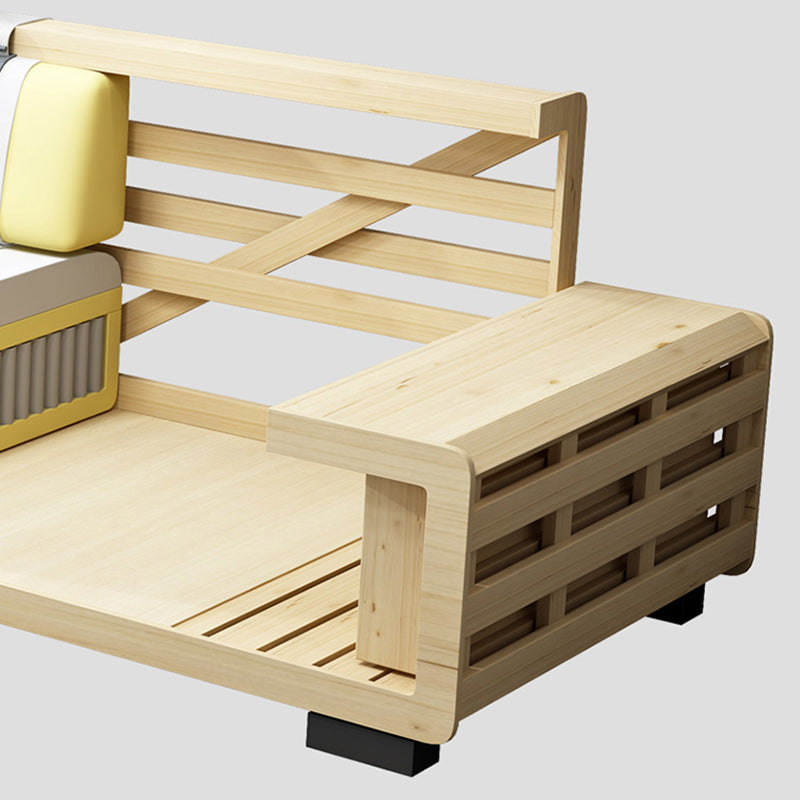 29"H Scandinavian Sectional Sofa Leather Grey Sectionals with Bostol Pillows