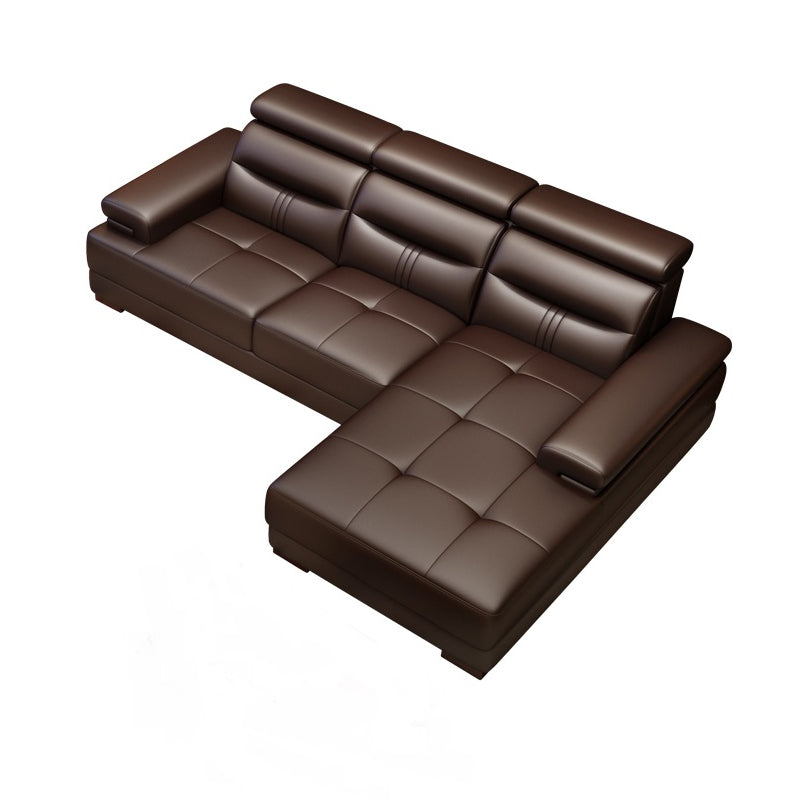 Contemporary Sectional Sofa Tufted Genuine Leather Sectionals