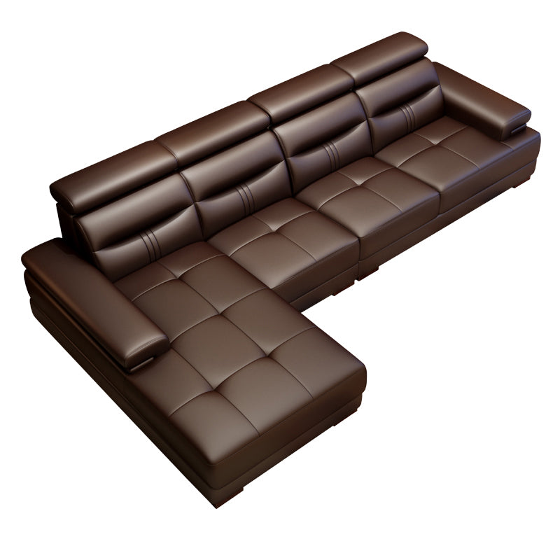 Contemporary Sectional Sofa Tufted Genuine Leather Sectionals