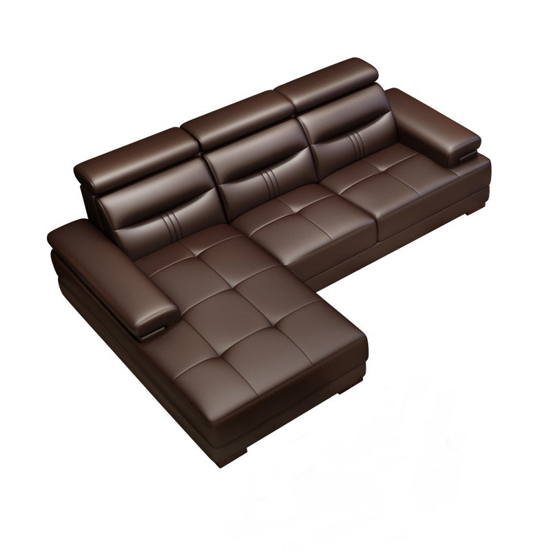 Contemporary Sectional Sofa Tufted Genuine Leather Sectionals