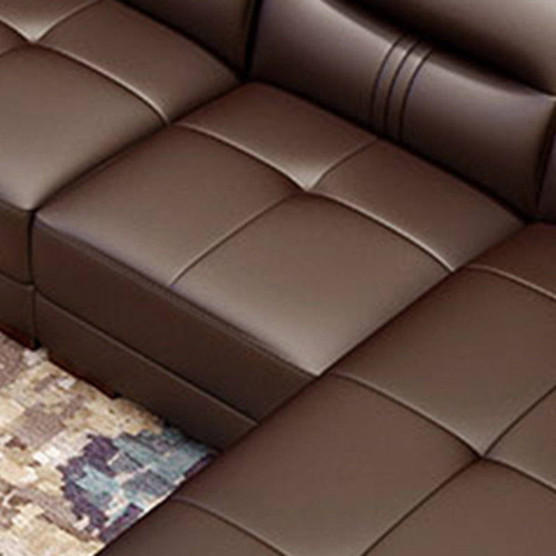 Contemporary Sectional Sofa Tufted Genuine Leather Sectionals