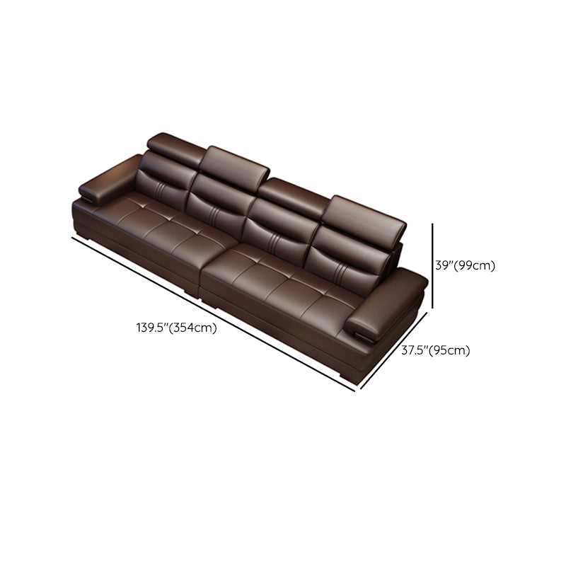Contemporary Sectional Sofa Tufted Genuine Leather Sectionals
