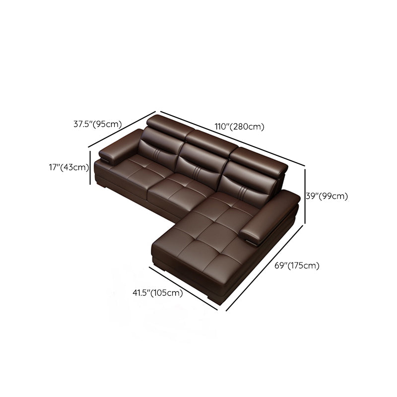 Contemporary Sectional Sofa Tufted Genuine Leather Sectionals