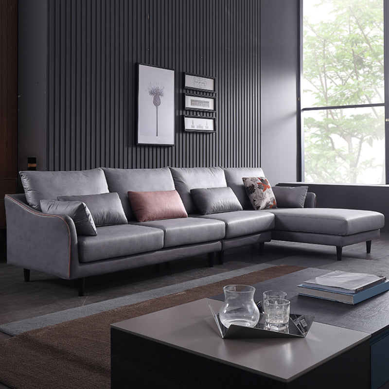 64" Wide Scandinavian Sectional Sofa Cushion Back Grey Sectionals