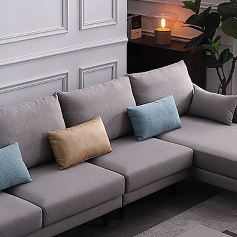 64" Wide Scandinavian Sectional Sofa Cushion Back Grey Sectionals