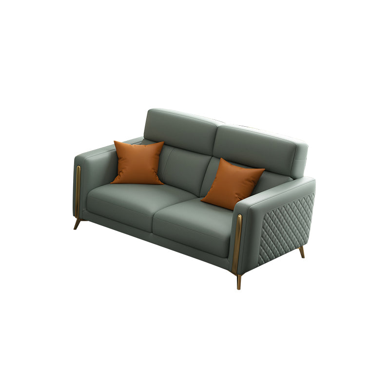 Glam Stationary Sectional Sofa Cushion Back Leather Living Room Set