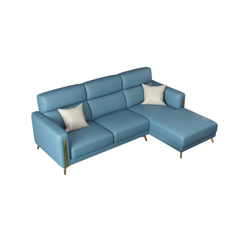 Glam Stationary Sectional Sofa Cushion Back Leather Living Room Set