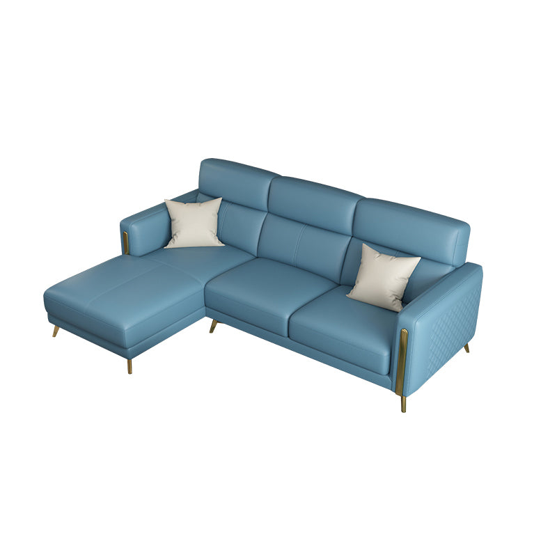 Glam Stationary Sectional Sofa Cushion Back Leather Living Room Set