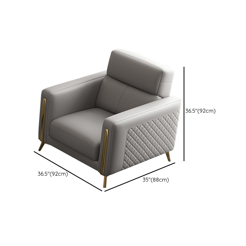 Glam Stationary Sectional Sofa Cushion Back Leather Living Room Set