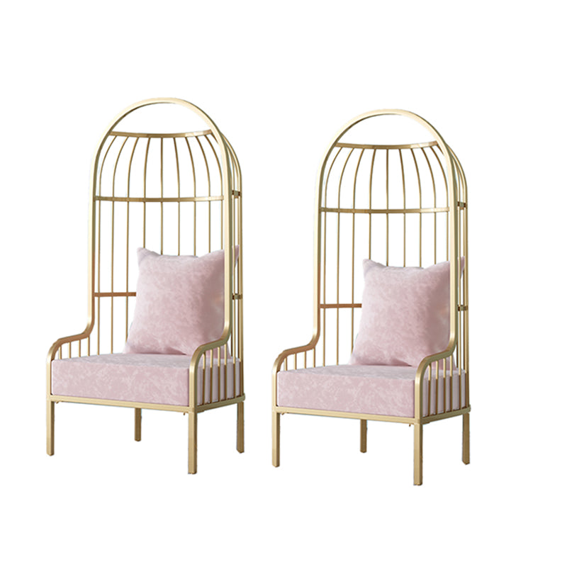 Fixed Back Lounge Chair Pillow Back Fabric Seat Chair with Gold Tone Legs