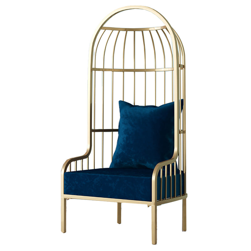 Fixed Back Lounge Chair Pillow Back Fabric Seat Chair with Gold Tone Legs