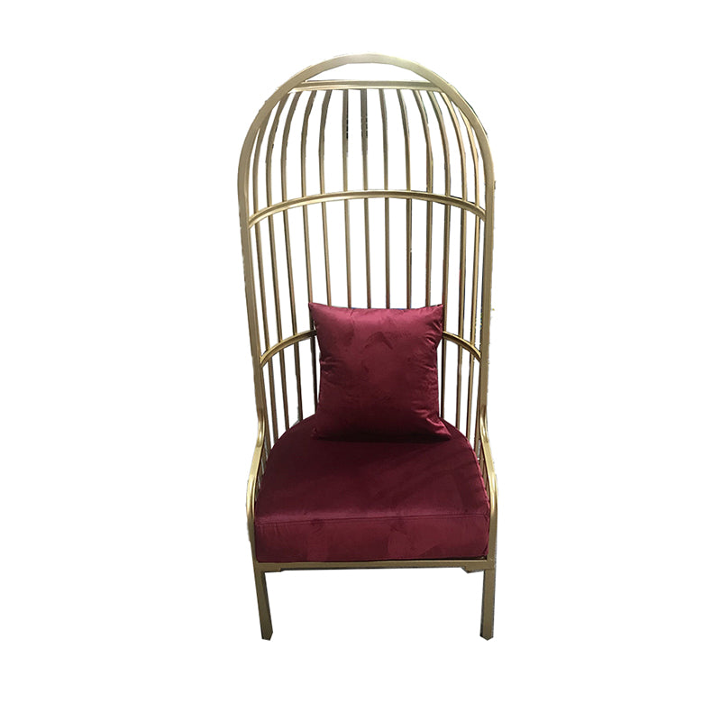 Fixed Back Lounge Chair Pillow Back Fabric Seat Chair with Gold Tone Legs