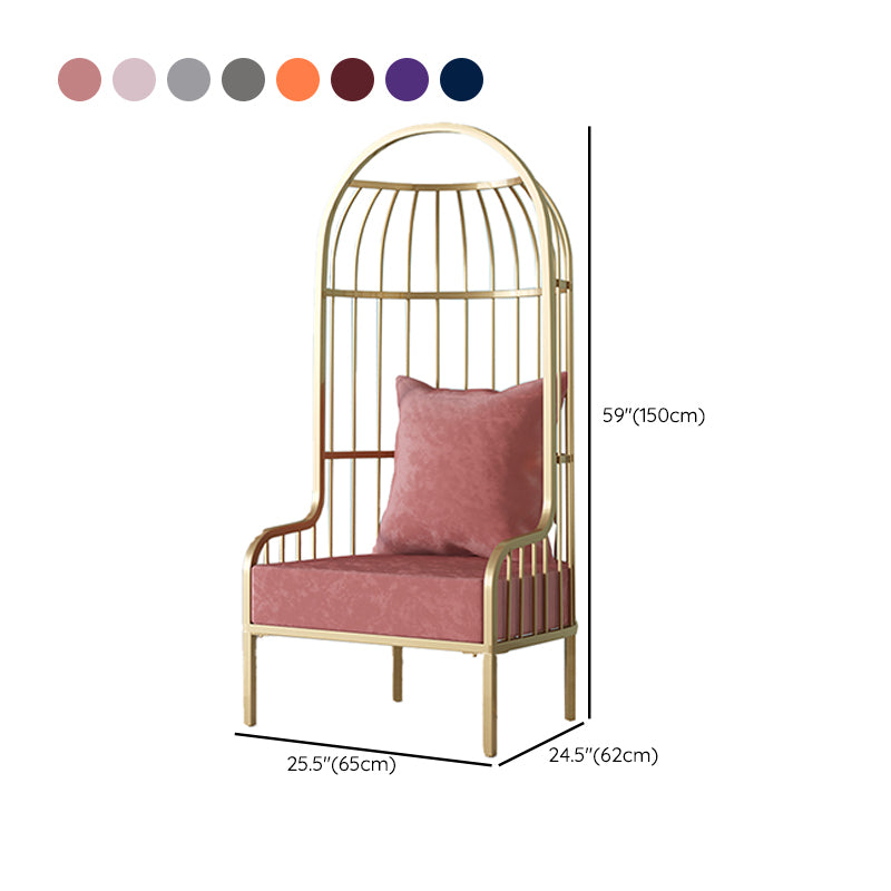 Fixed Back Lounge Chair Pillow Back Fabric Seat Chair with Gold Tone Legs