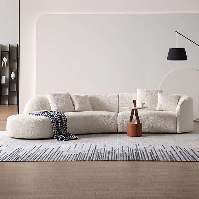 Beige Fabric Sectional Sofa Sloped Arm Sectional with Pillows