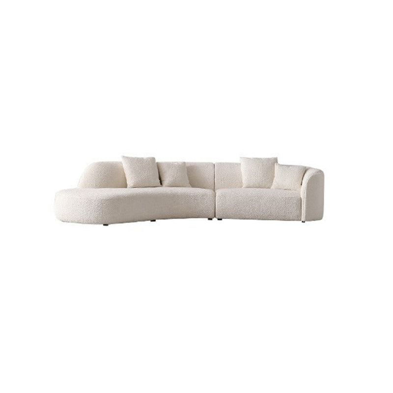 Beige Fabric Sectional Sofa Sloped Arm Sectional with Pillows