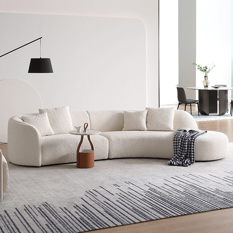 Beige Fabric Sectional Sofa Sloped Arm Sectional with Pillows