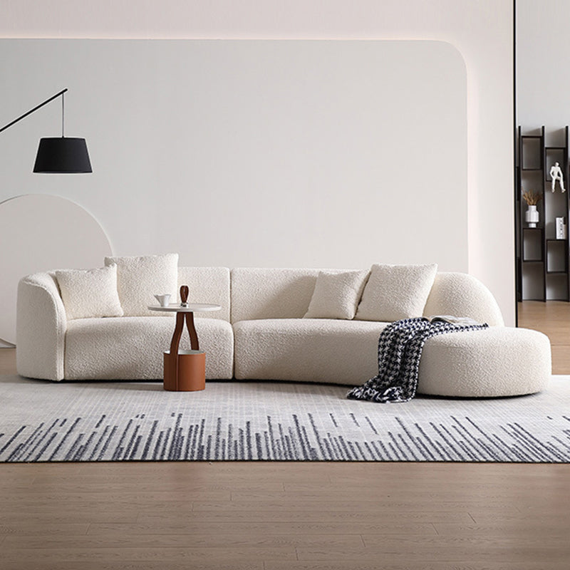 Beige Fabric Sectional Sofa Sloped Arm Sectional with Pillows