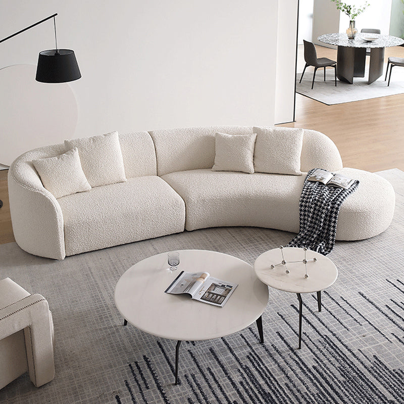 Beige Fabric Sectional Sofa Sloped Arm Sectional with Pillows