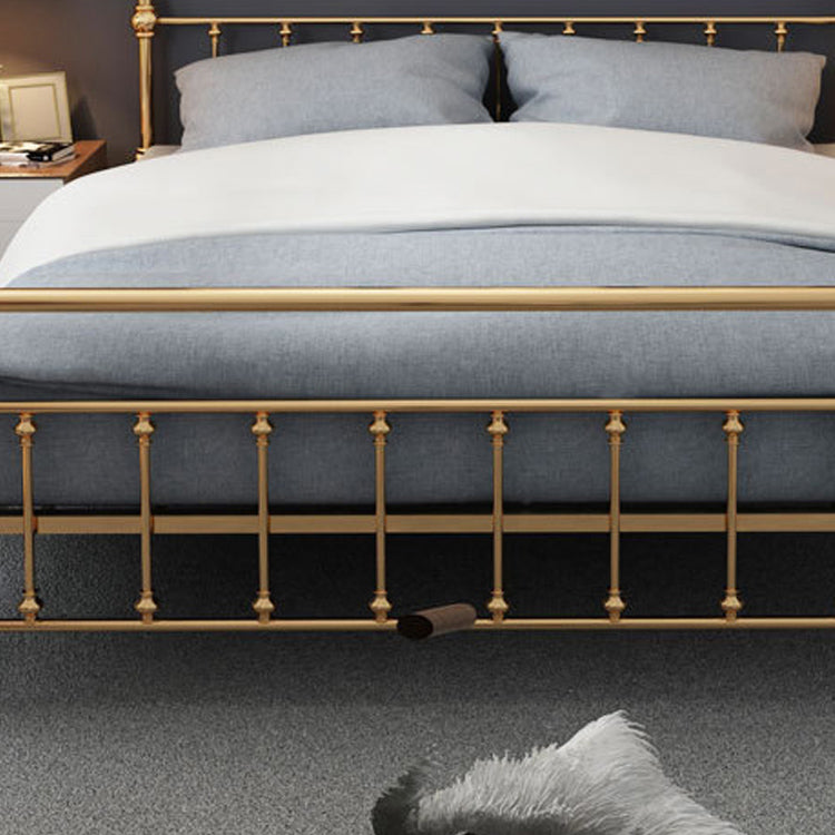 Solid Color Metal Slat Bed Rectangular Open-Frame Bed With Custom Gold Legs