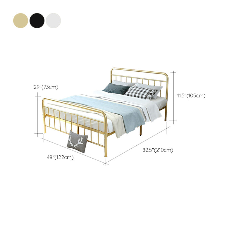 Metal Slat Bed Solid Color Open-Frame Bed With Custom Gold Legs