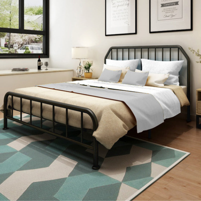 Metal Open-Frame Bed Scooped Solid Color Slat Bed with Custom Gold Leg