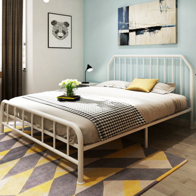 Metal Open-Frame Bed Scooped Solid Color Slat Bed with Custom Gold Leg