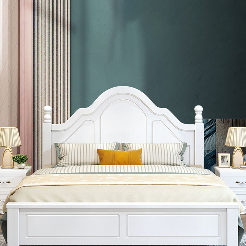 Victorian Style White Standard Bed Pine Wood Bed Frame with Custom Gold Legs