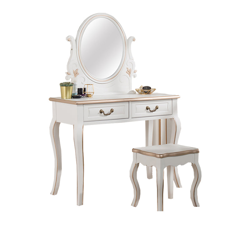 Victorian Make-up Vanity with Drawer and Mirror, Solid Wood Vanity Dressing Table